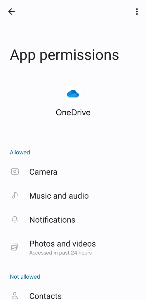 OneDrive App Permissions on Android Phone