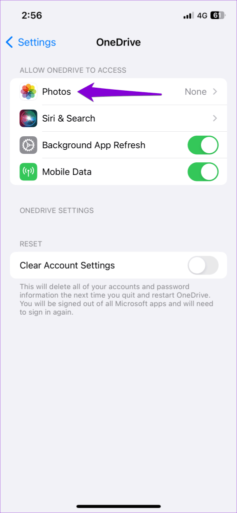 OneDrive App Permissions on iPhone