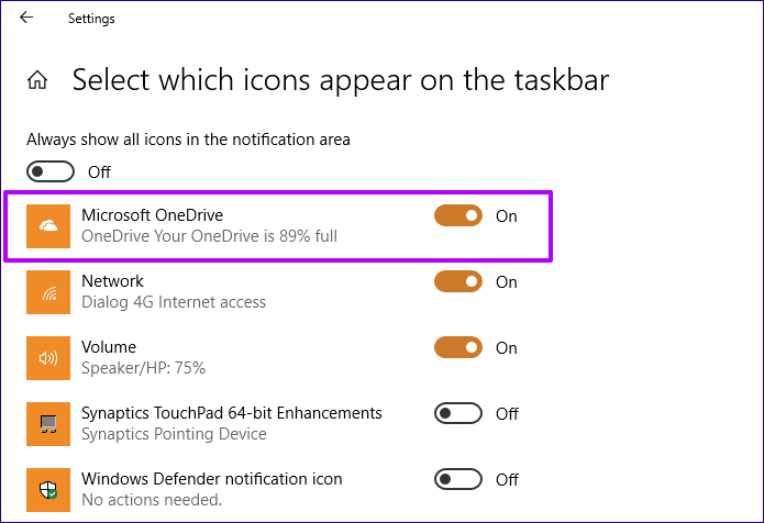 One Drive Icon Missing Windows 10 Taskbar 5