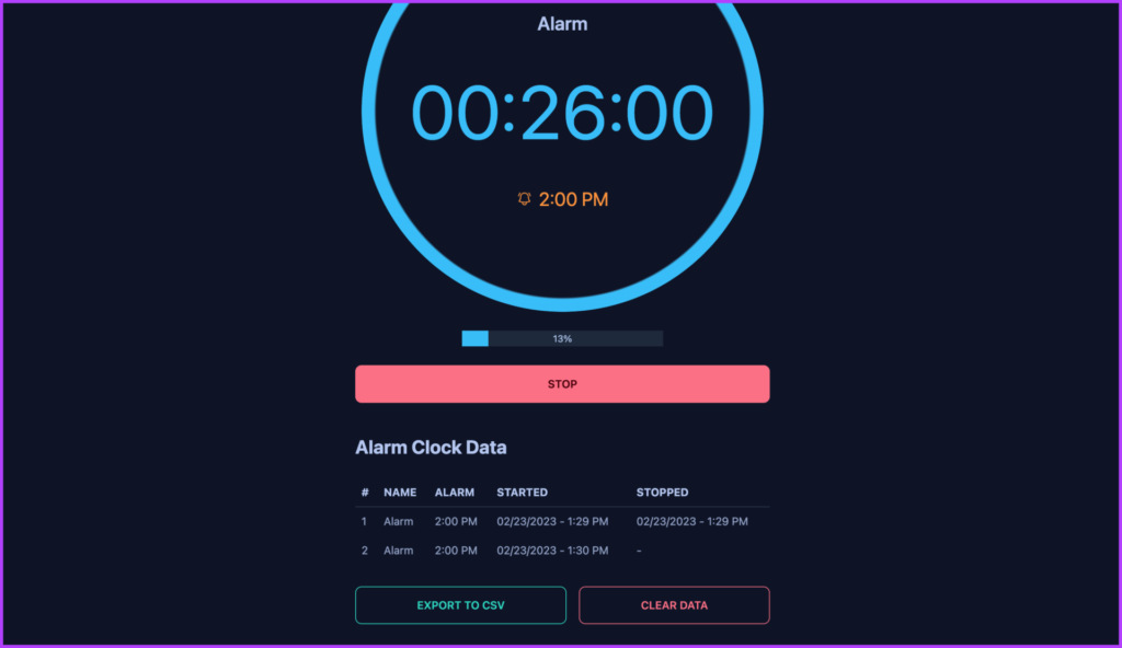 Alarm Kur records your alarm history
