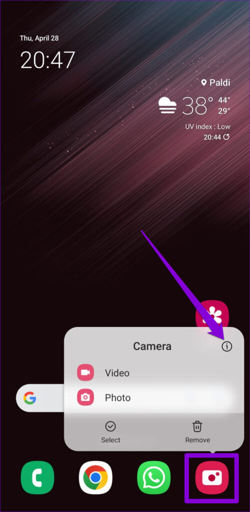 Open Camera App Info