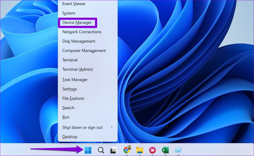 Open Device Manager on Windows