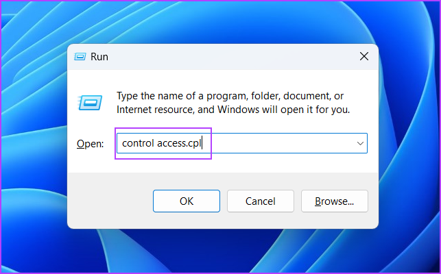 Open Ease of Access Center Using the Run Dialog Box