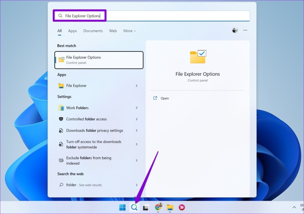 Open File Explorer Options on Windows 11