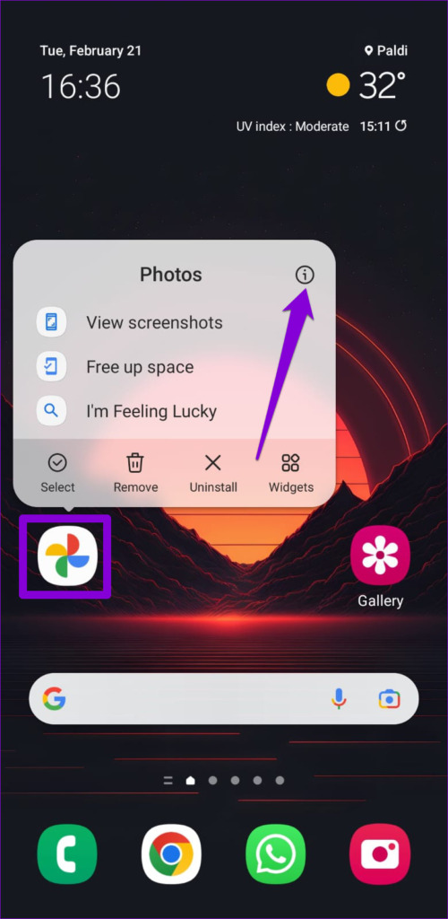 Open Google Photos App Info