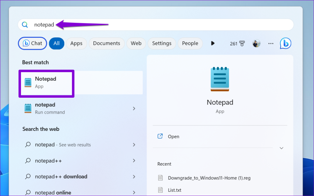 Open Notepad on Windows