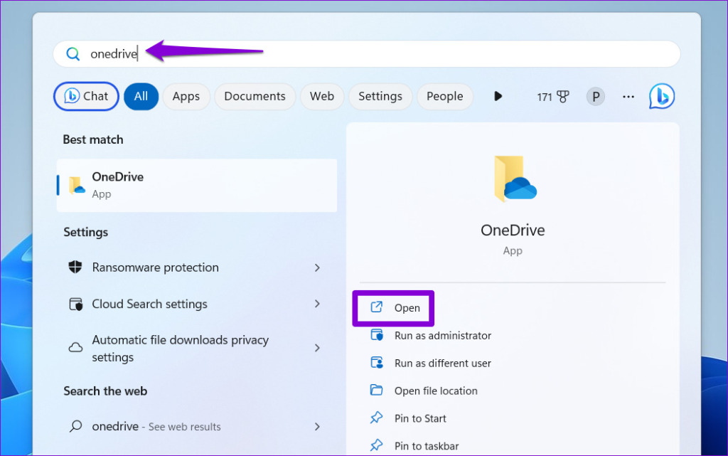 Open OneDrive on Windows