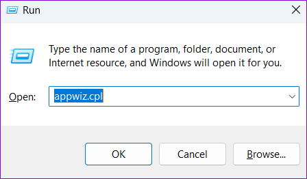 Open Programs and Features on Windows