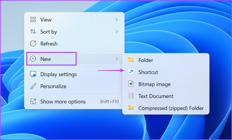 desktop context menu