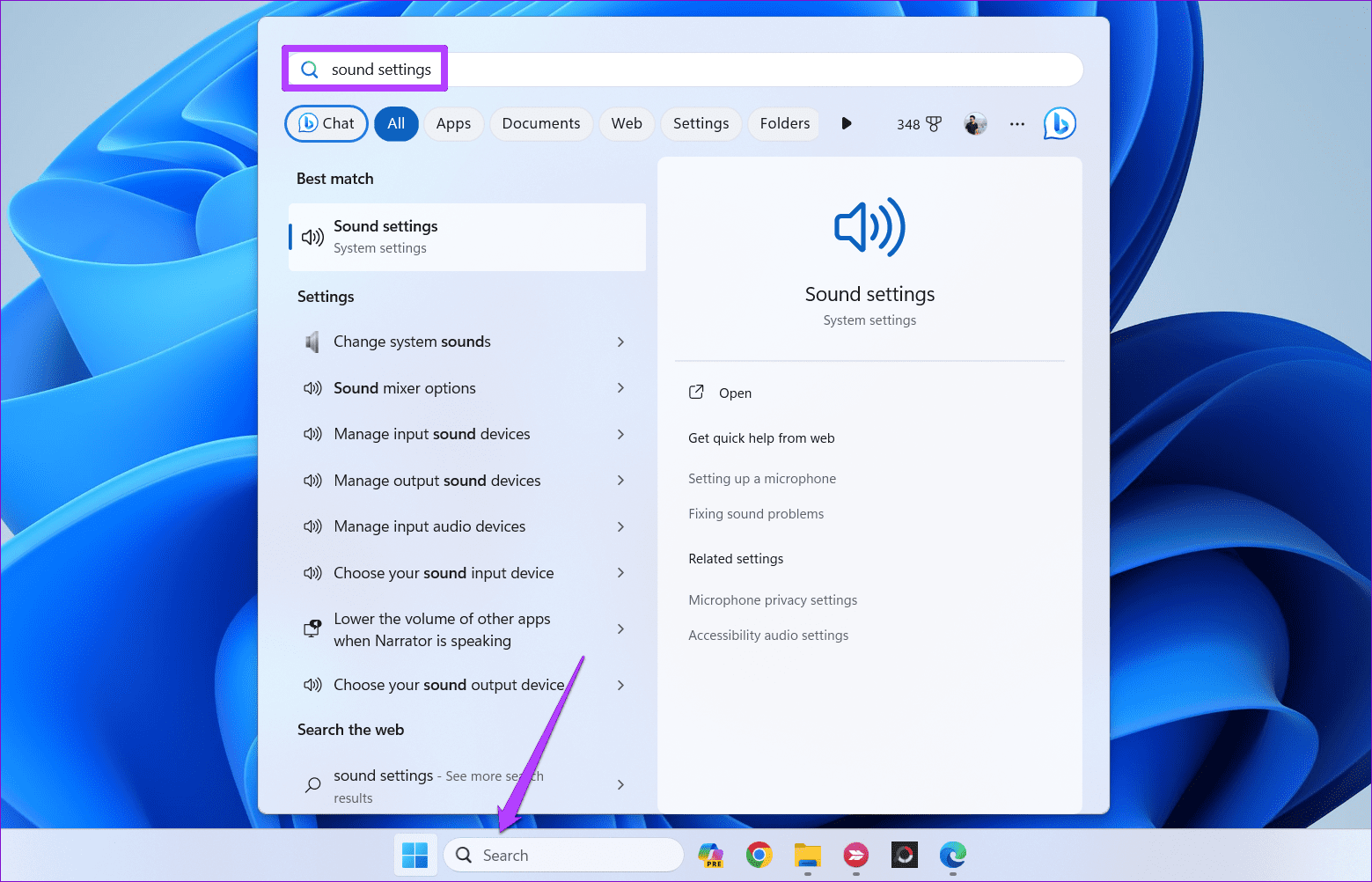 Open Sound Settings on Windows
