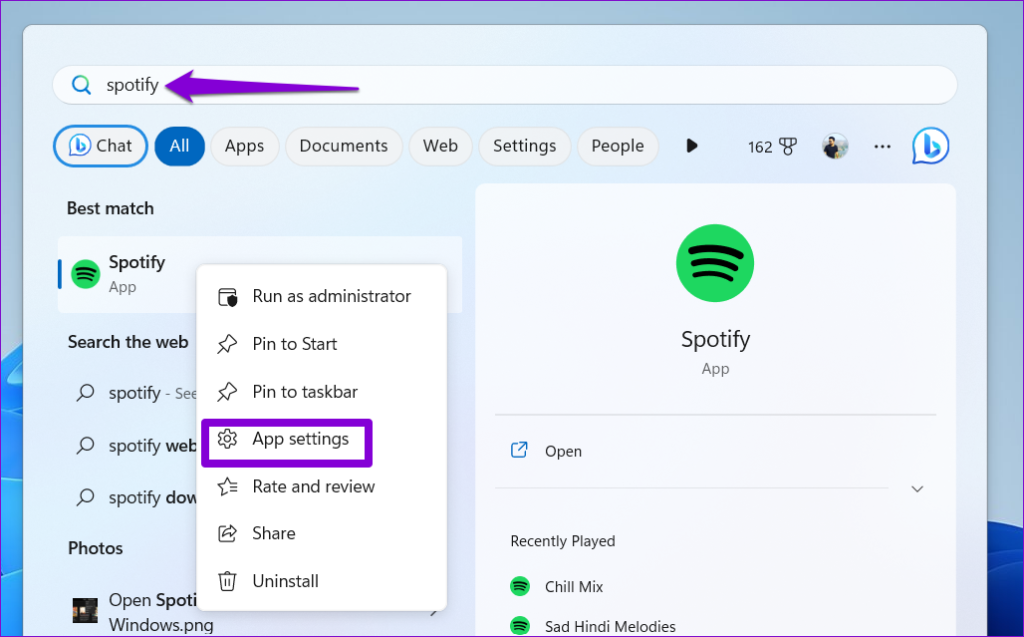 Open Spotify App Settings in Windows