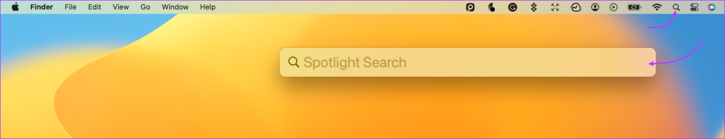 Click the Spotlight icon from menu bar