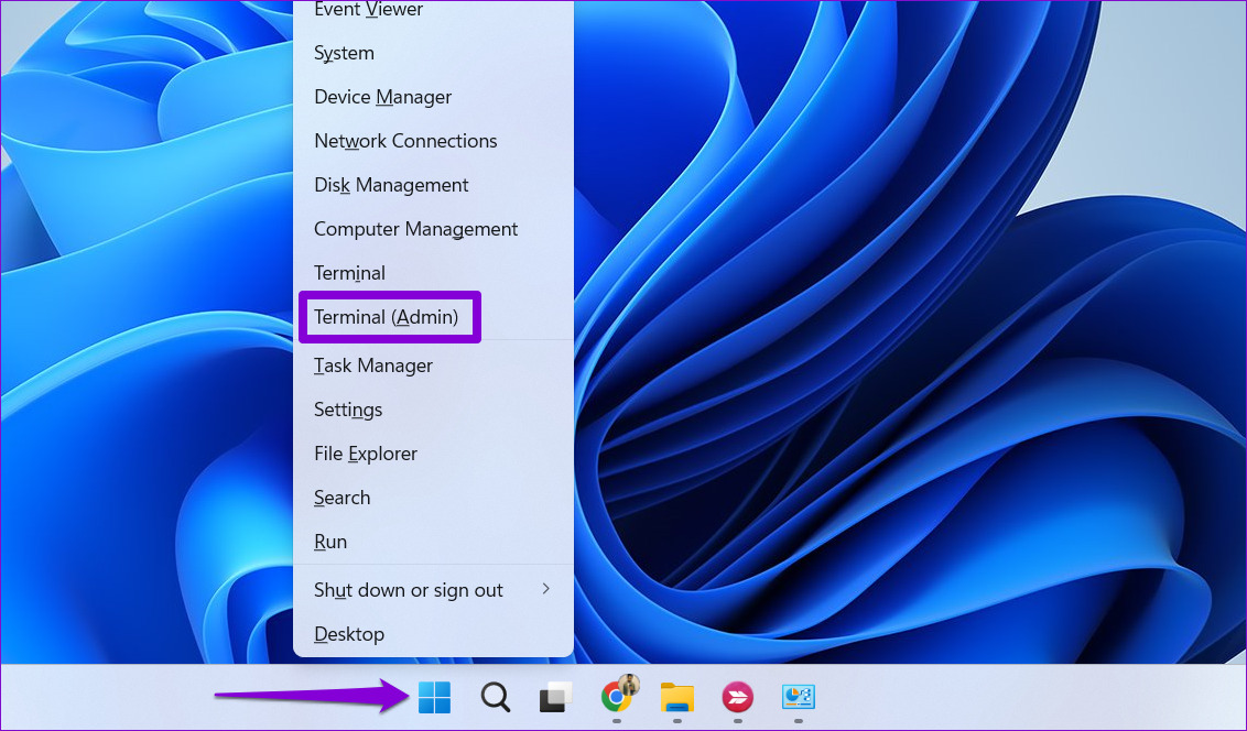 Open Terminal (Admin) on Windows 11