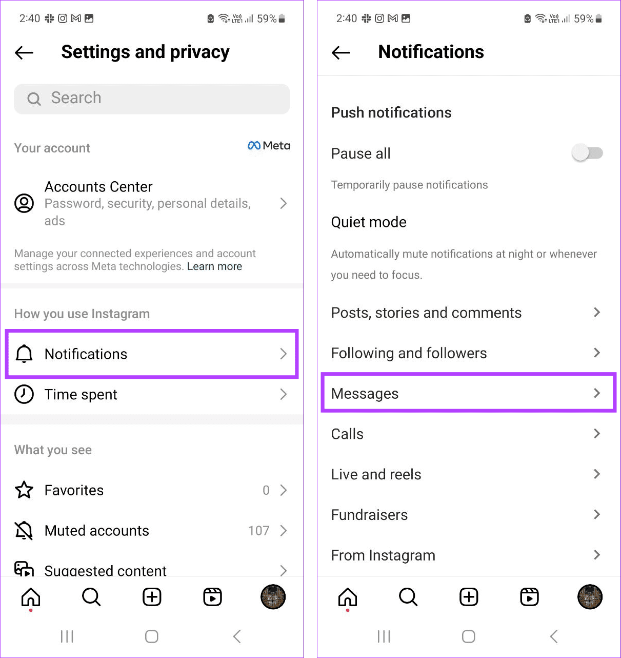 Open notification settings 