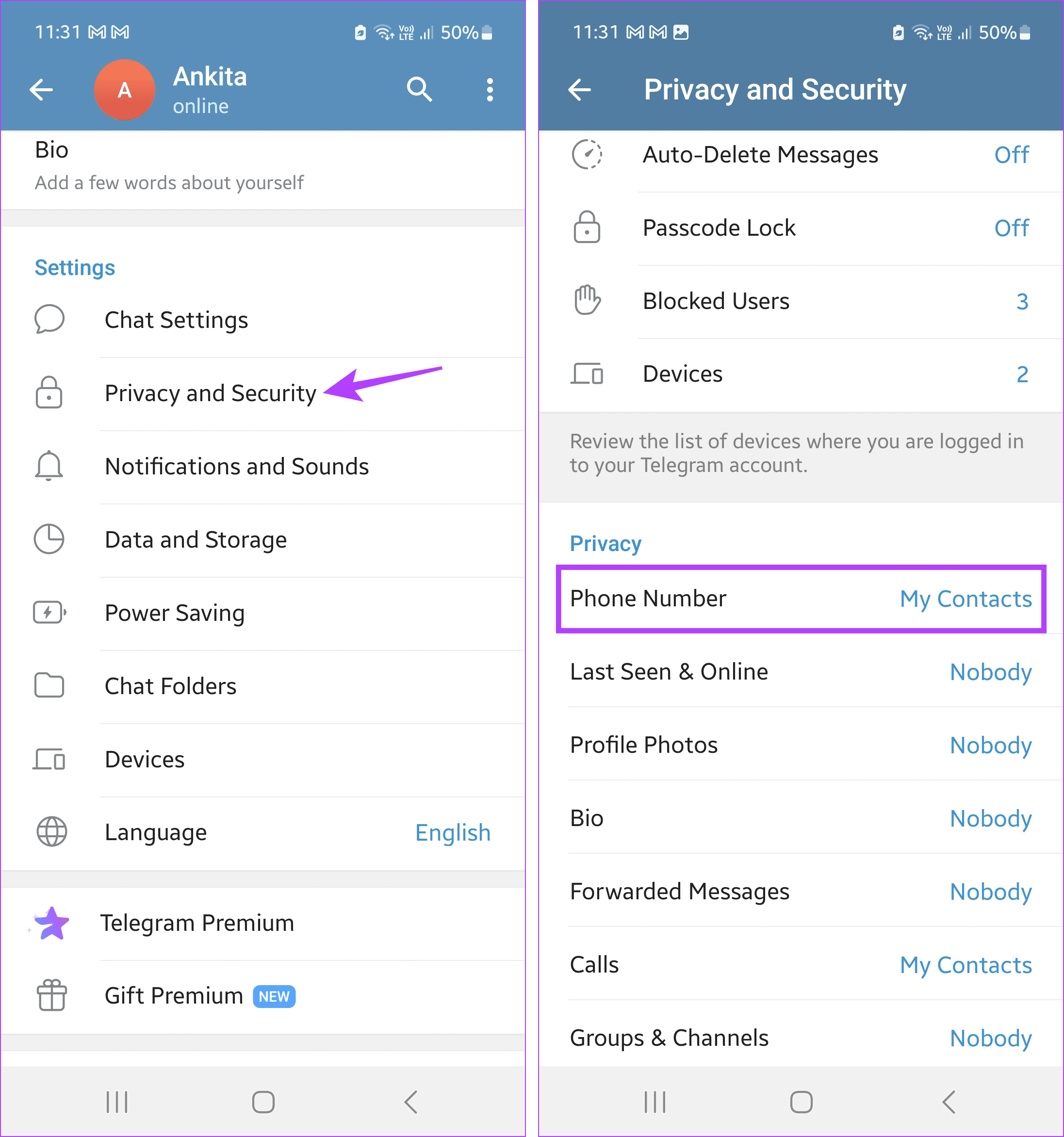 Open privacy settings 1