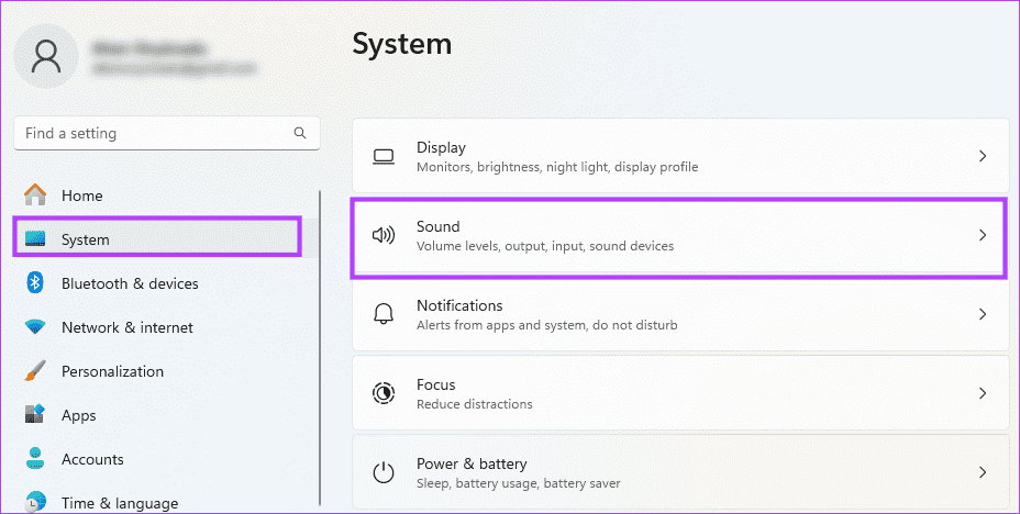 Opening SOund Settings
