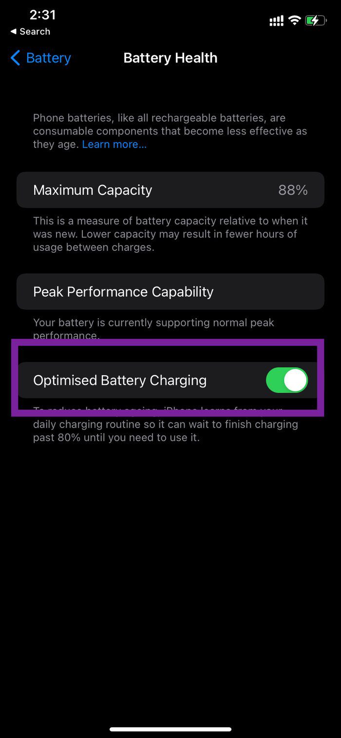 Optimized battery charging