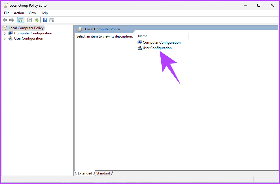 select User Configuration