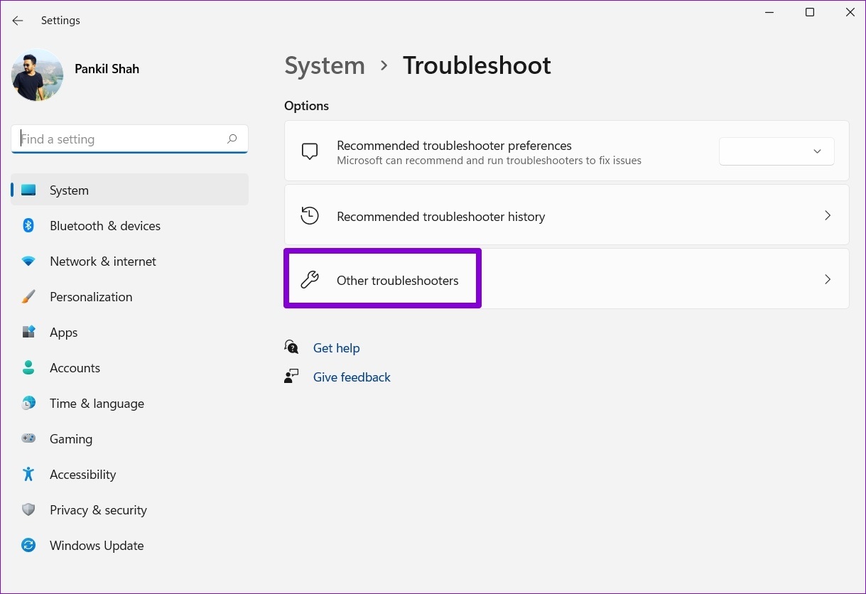 Other Troubleshooters in Windows 11