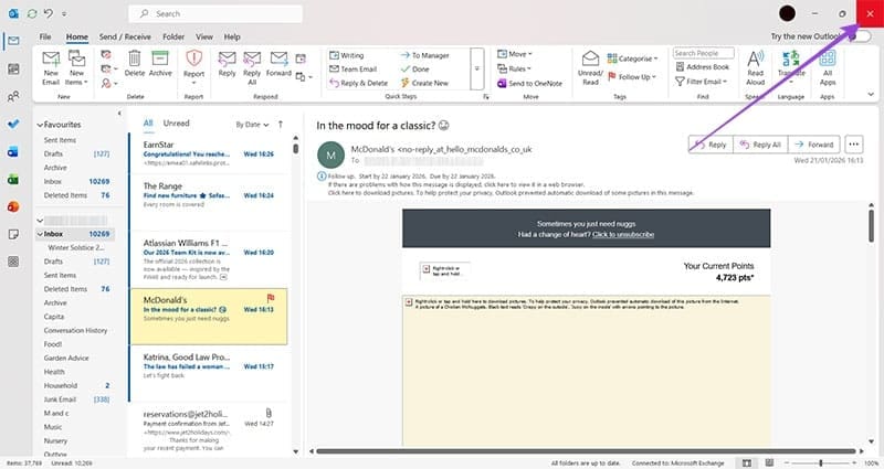 ফাইল সংযুক্ত করার সময় আউটলুক জমে যায়