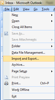 Outlook Import Export