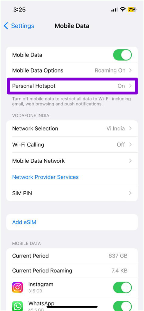 Personal Hotspot on iPhone