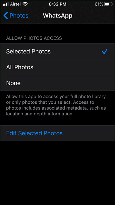 Photos Privacy Options on i Phone 4