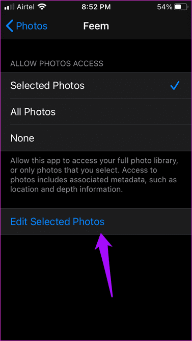 Photos Privacy Options on i Phone 8
