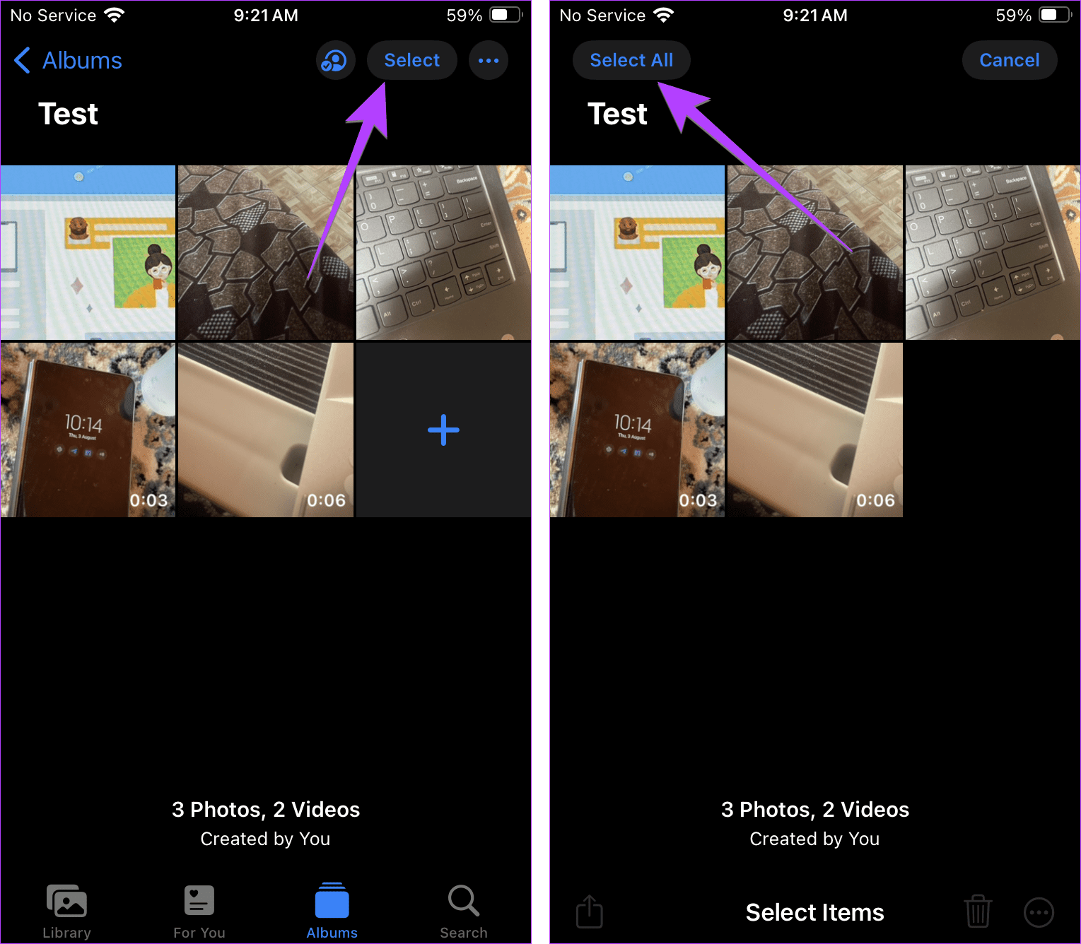Photos app select multiple from shared album