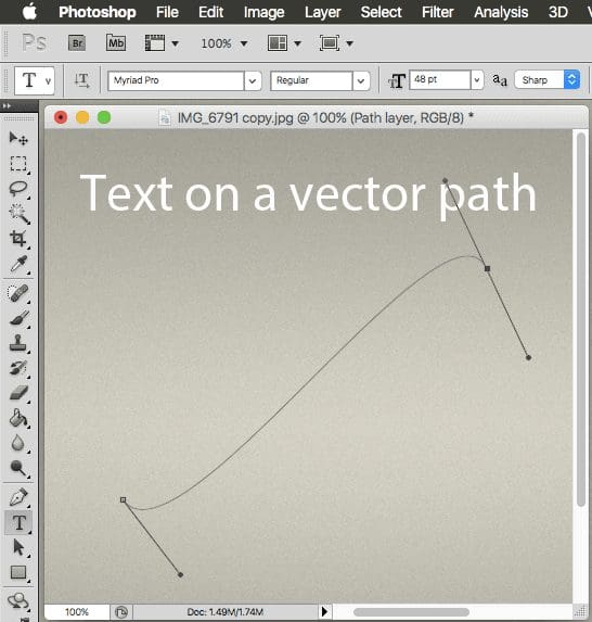 Photoshop Text Vector Path End Point