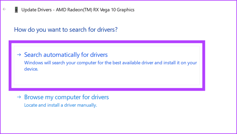 Pick Search automatically for drivers
