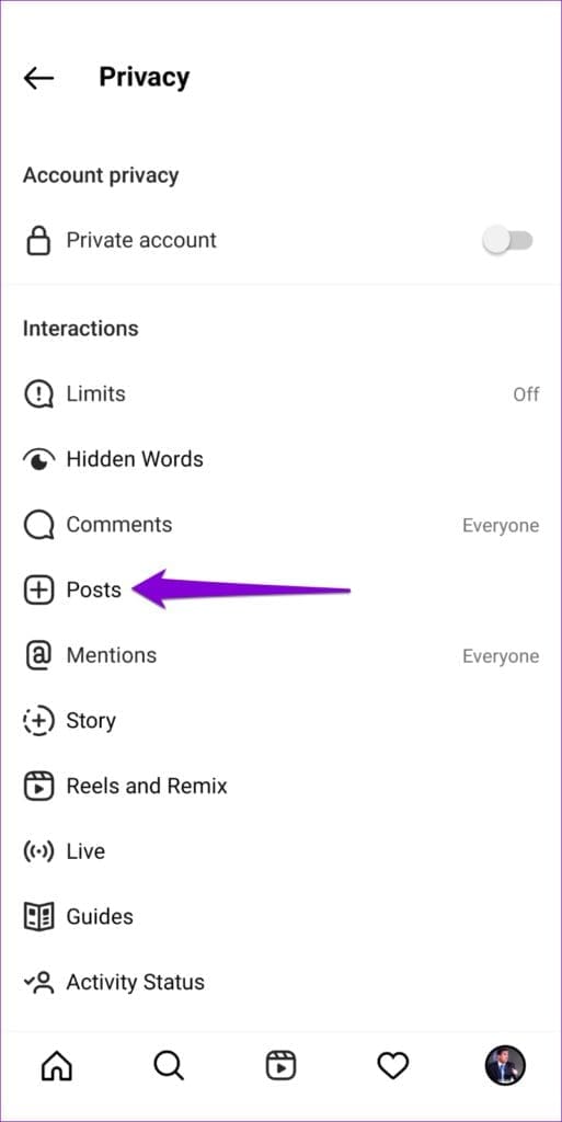 Posts Settings on Instagram