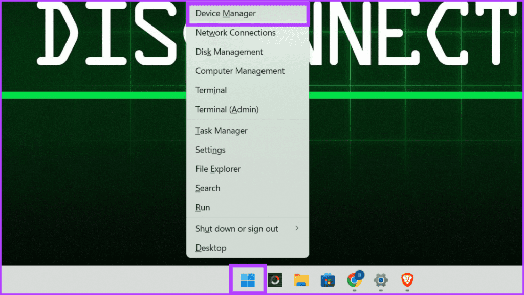 Press the Windows key X and choose Device Manager
