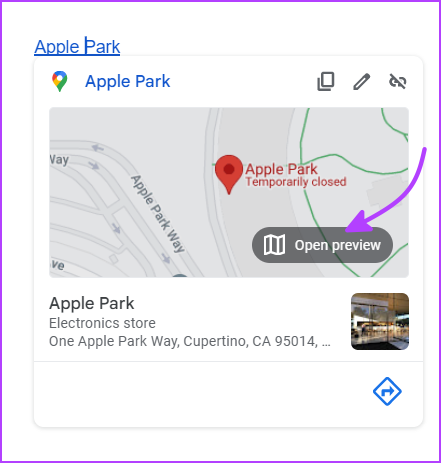Preview location in Google Docs