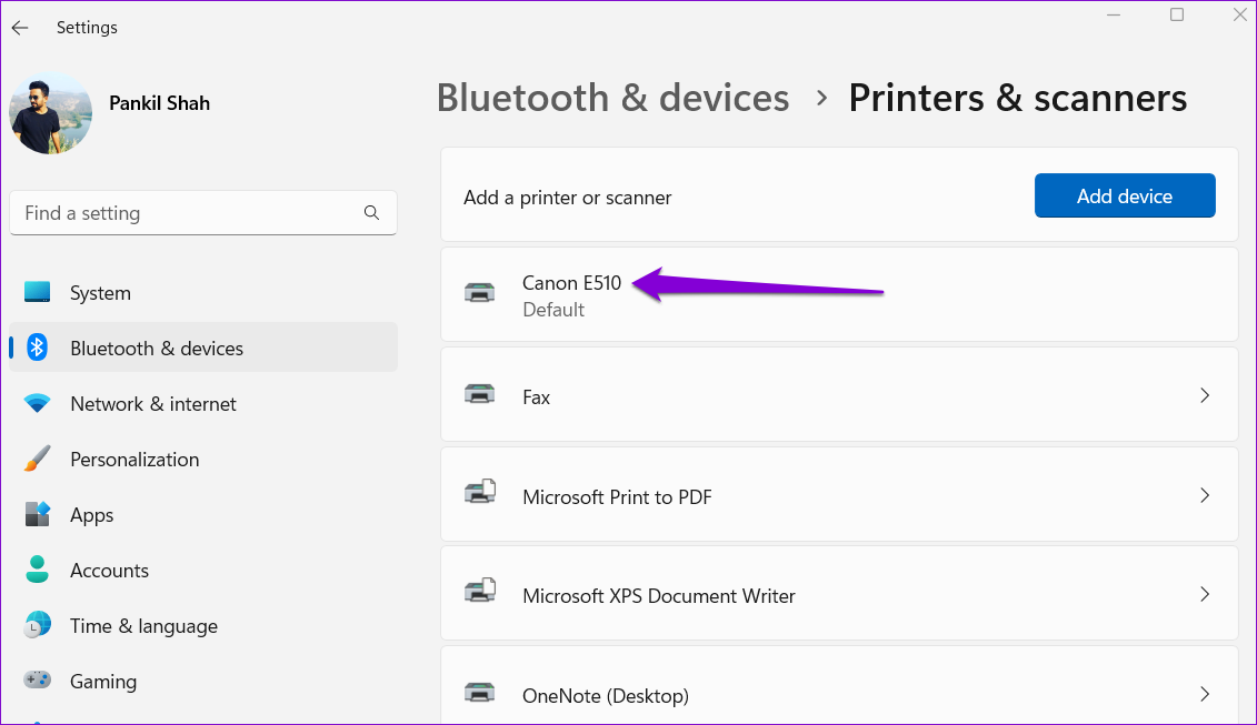 Printer List on Windows