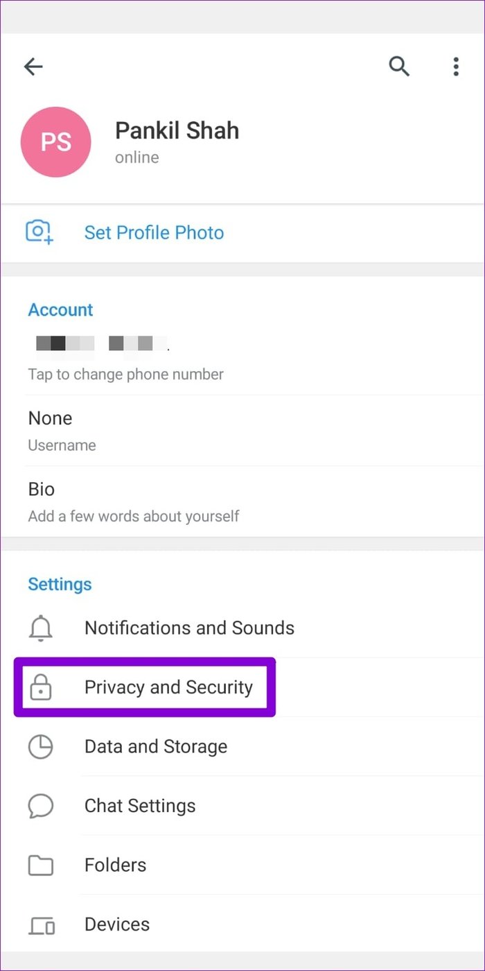 Privacy and Security Settings on Telegram
