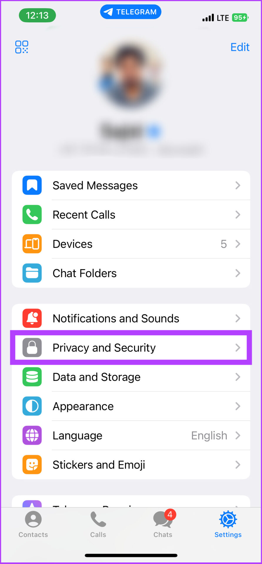 Privacy and Security settings on iOS