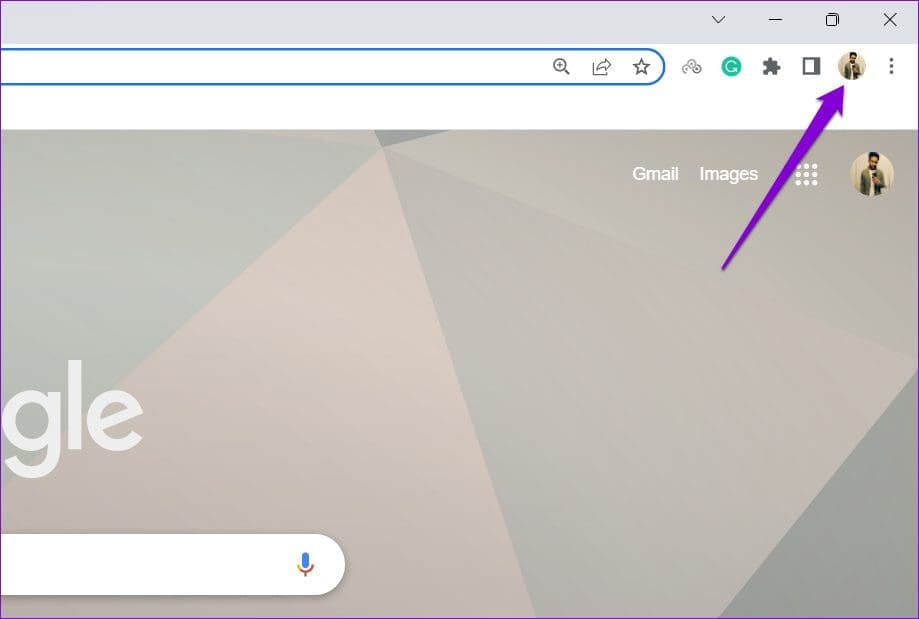 Click on profile icon in Chrome's browser