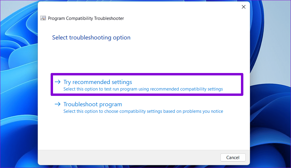 Program Compatibility Troubleshooter on Windows