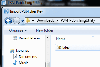 Publishing Utility Key File