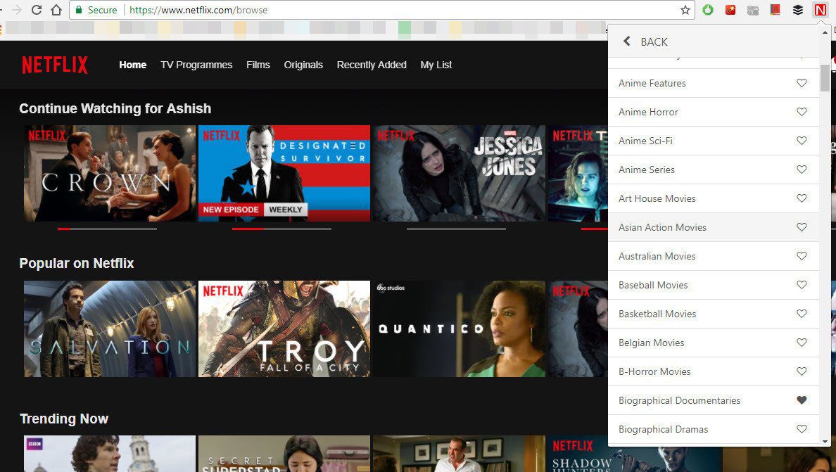 Quickly Access Hidden Netflix Categories On Chrome 5