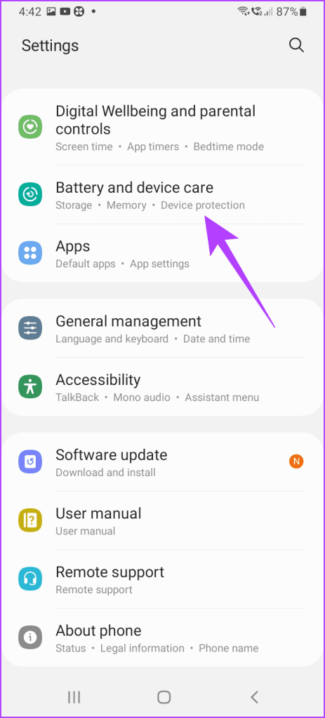 Tap on Battery and device care