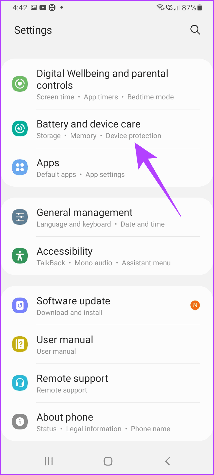 Tap on Battery and device care