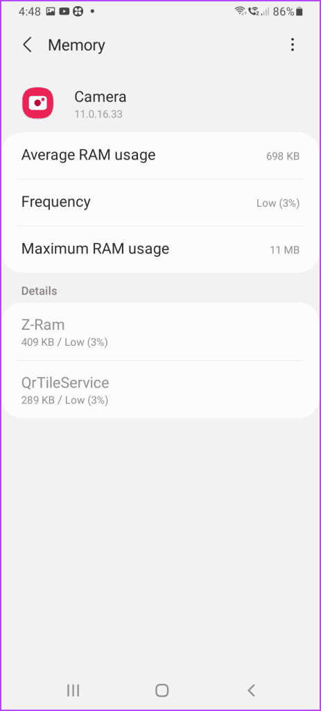 Tap on RAM usage
