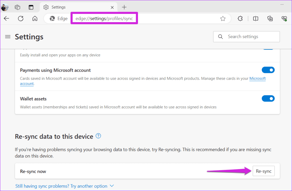 Re Sync Option in Edge