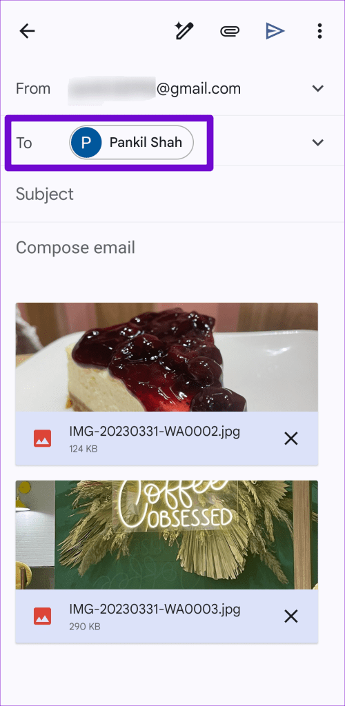 Recipient Field in Gmail for Android