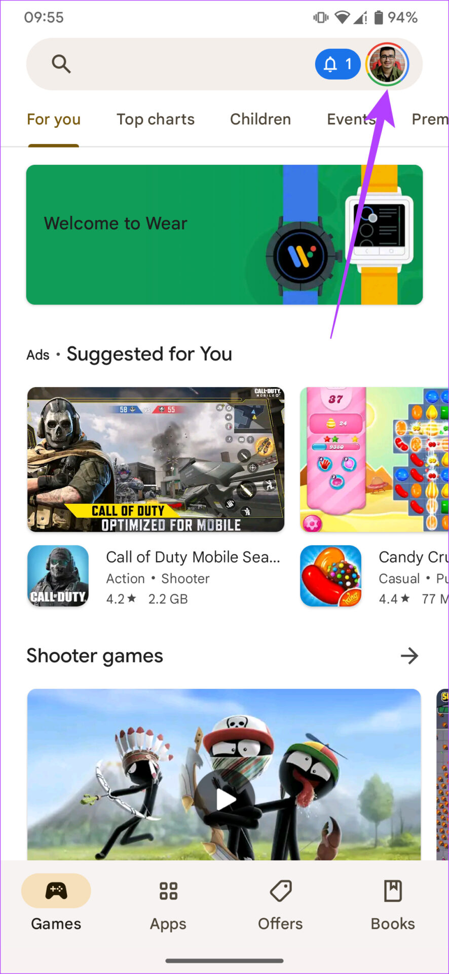 Go to your play store profile
