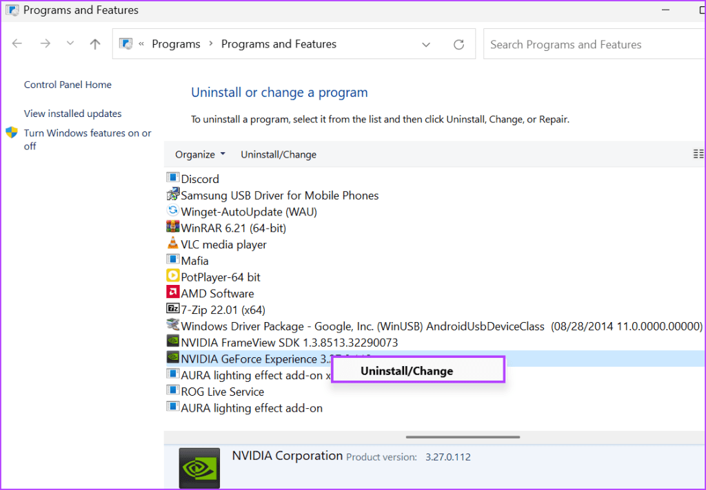 Reinstall NVIDIA GeForce Experience