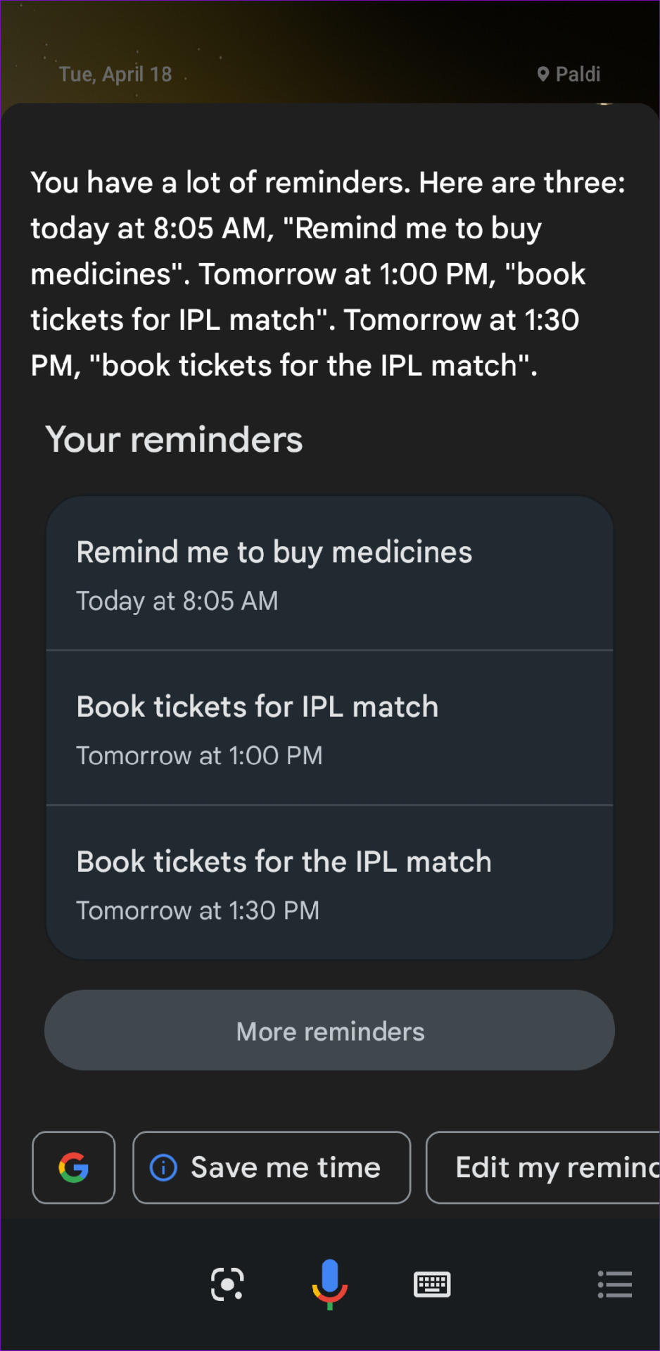 Reminders Using Google Assistant