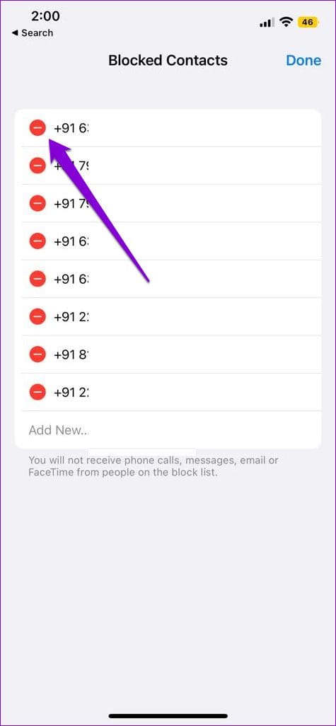 Remove Blocked Contact iPhone